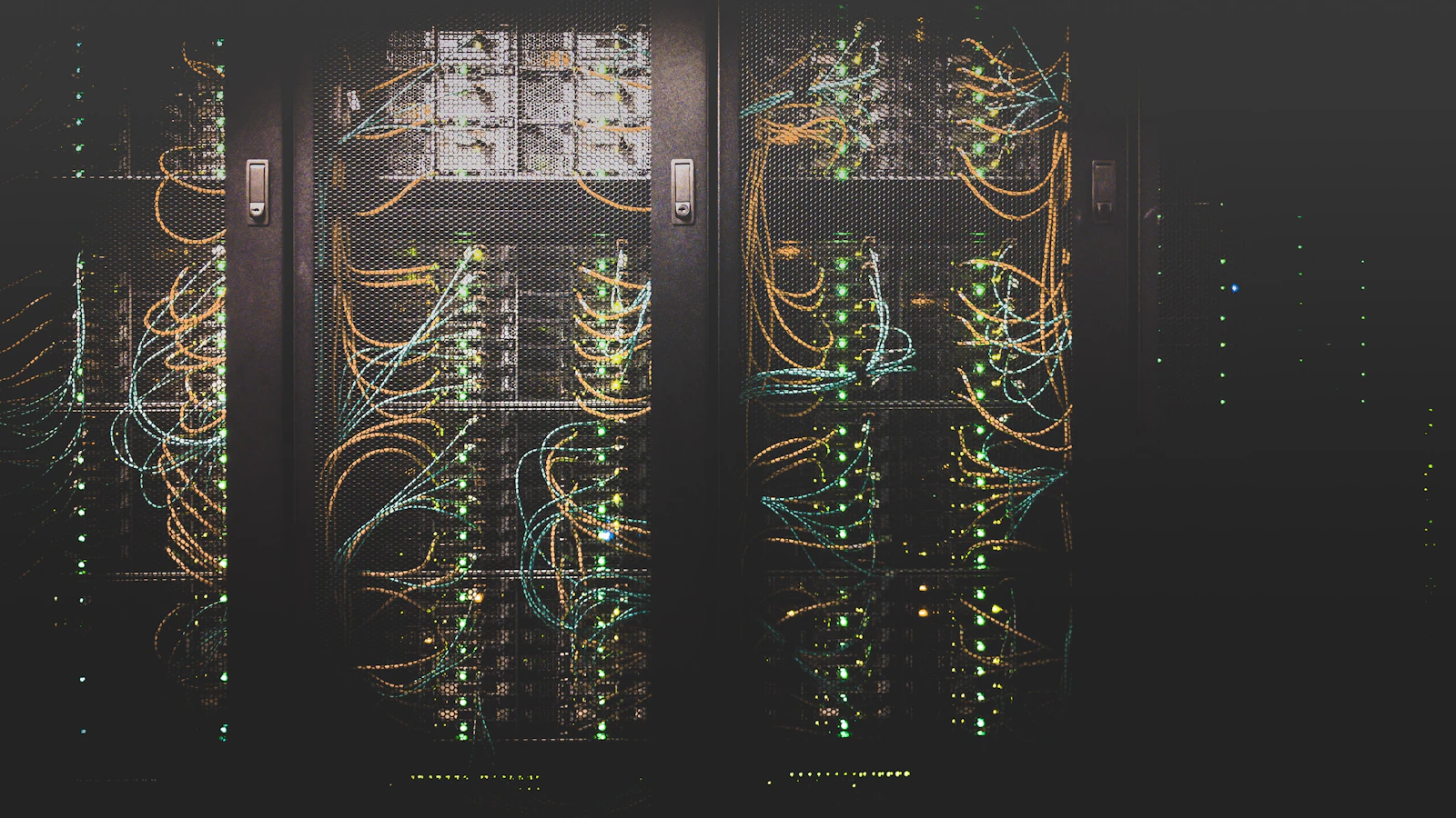 Rack server e cablaggi in un data center, fotografia di Taylor Vick